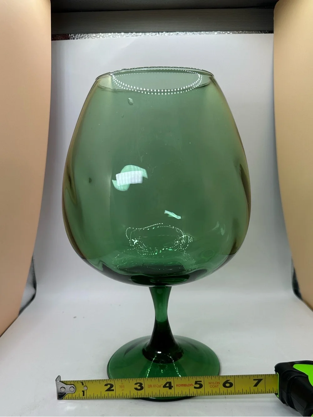 Vintage Green Empoli Optic Glass Brandy Snifter Vase